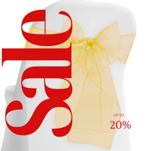 ORGANZA -  GOLD - Chair Sashes Bows for Wedding Reception Event Banquets Chair - Picture 1 of 2