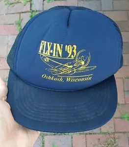 Vintage 1993 Foam Snapback Oshkosh Wisconsin Fly In Aaviation Airshow Hat - Picture 1 of 18