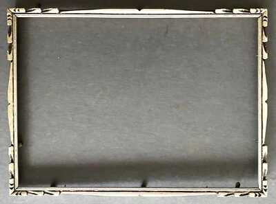 Marco vintage grande tallado plata pintada madera 10 3/4 x 14 3/4 ca 1910 Foto 1 de 2