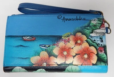Anuschka Hand-Painted Leather Wallet with Phone Pocket & Wrist Strap Amalfi Dawn Foto 1 de 4