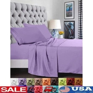 Deep Pocket Microfiber Bed Sheet Set 4 Pcs Hypoallergenic Soft Wrinkle Free New - Picture 1 of 4