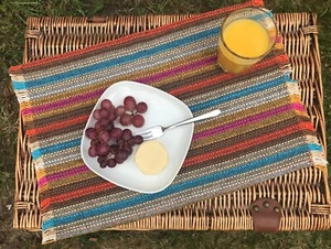 Fabric Table Mats Cotton 4 Placemats + Coasters Set Dining Outdoor Garden Table - Picture 1 of 9