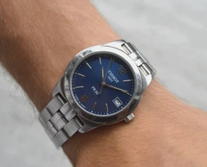 Tissot PR50 Blue Quartz Men's Integrated Bracelet Steel Watch Date - Picture 1 of 20