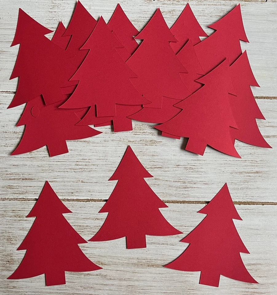 Red Tree Cut outs Christmas tree  Holiday decorations Tree die cuts - Image 1 of 1