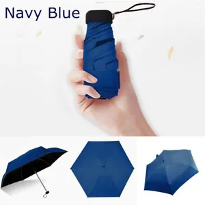 Coating Parasol Rain Umbrella 5 Fold Sun Umbrella Pocket Compact Mini Umbrella - Picture 1 of 21