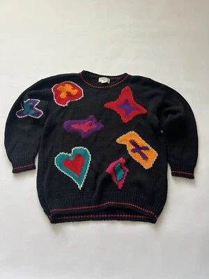 Suéter Bloque De Colección Negrita Punto de Referencia Por Dray Formas Abstractas Corazón Años 80 90 Foto 1 de 4
