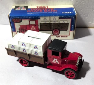 1992 ERTL 1931 HAWKEYE CRATE TRUCK COIN BANK Big "A-AUTO PARTS 1:34 DIECAST - Picture 1 of 7