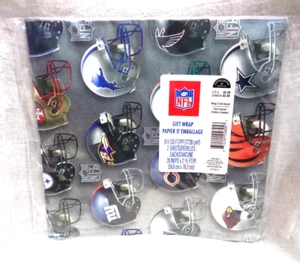 (4) 1990's Vtg Hallmark NFL Gift Wrap 2 Sheets 20" x 2.5 FT (8-1/3 Sq Ft) ~ USA - Picture 1 of 5