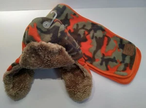 GAP KIDS Green & Orange Camo Camouflage Fleece HAT & SCARF Children Outdoor NWT - Picture 1 of 10