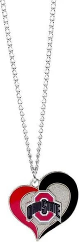 NCAA Football Swirl Heart Necklace Pick Your Team Cover