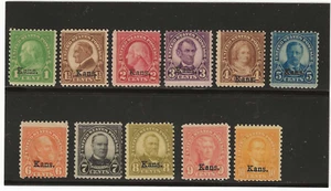 US Scott #658-#668 mint never hinged 1929 reg issue Kansas Overprint set og f/vf - Picture 1 of 2