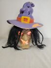 Vintage Trendmasters Foam Lighted Witch Head With Hair &amp; Hat Hallwoeen Decor