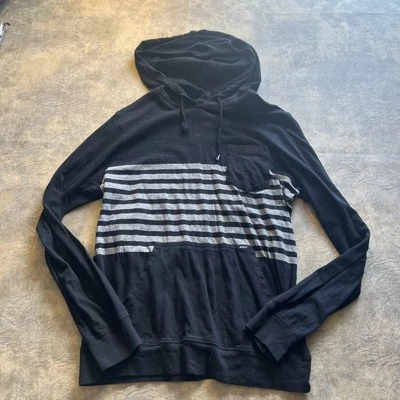 RVCA Sudadera con Capucha Para Hombre M Negra Calce Relajado Capucha Bolsillo Camiseta *CUERDAS DAÑADAS* Foto 1 de 4