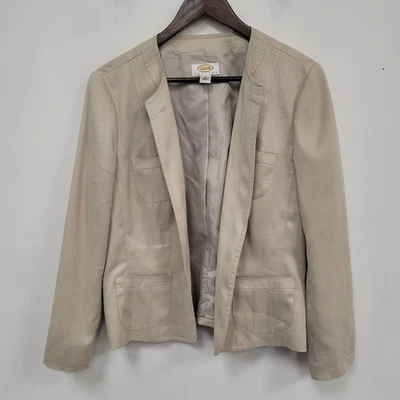 Blazer Talbots Vintage Mujer Imitación Gamuza Frente Abierto Talla 16 Pequeño Crema Oficina Foto 1 de 4