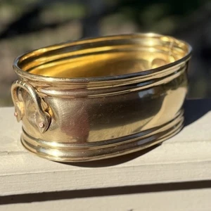 Vtg Solid Polished Brass Oval Planter Container Pot w/ Handles Rustic 7.5x5” MCM - Picture 1 of 15