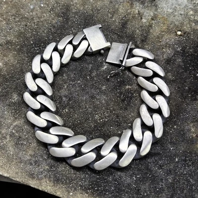 925 Sterling Silver Silver Chain Bracelet, Thick Chain Bracelet, 15MM Curb Link - Image 1 of 4