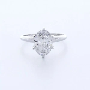14K Gold Solitaire Engagement Ring Classic 2 Carat Oval Lab-Grown Diamond H SI2 - Picture 1 of 5
