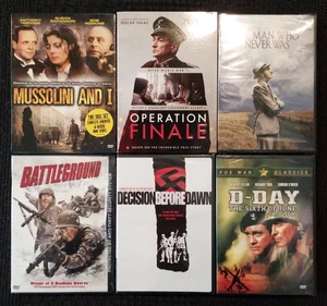 6 Brand New/Sealed DVDs: Mussolini And I, Operation Finale, The Man Who Never Wa - Picture 1 of 5