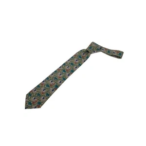 HERMES Krawatte gelb grün Seide Logo Japan Verkäufer N0212 44 Made in France - Bild 1 von 3