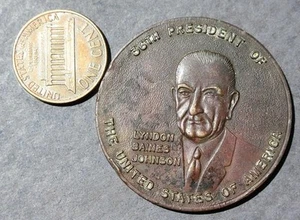 1964 Lyndon Johnson for President Great Society heavy bronze token LBJ for USA - - Picture 1 of 1