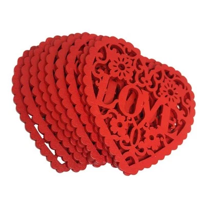 10Pcs Engraved Letter Hollow Heart Shape Red Wooden for - Image 1 of 4