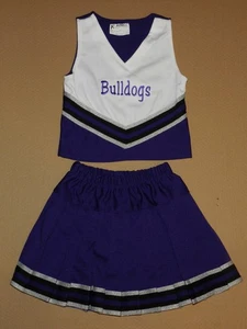A+ Uniforms Inc Youth Small Bulldogs Cheerleader Uniform Purple White - Picture 1 of 6