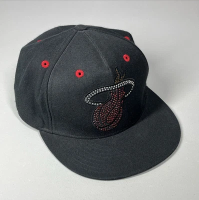 Gorra ajustada Miami Heat mezcla de lana talla 7 3/4 pedrería negra brillante NBA Foto 1 de 4