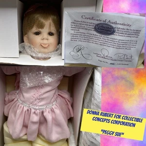 Rare Vintage Donna Rupert Porcelain Doll PEGGY SUE Doll 6/200 NIB Tongue Out - Picture 1 of 11