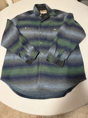 Vintage Style Wool Blend Jacket Retro Grunge Striped CPO Overshirt L - Image 1 of 4