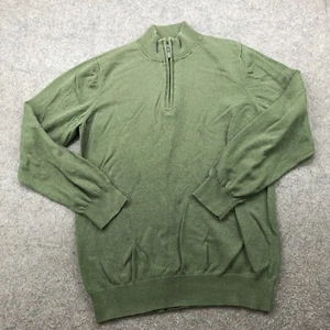 LL Bean Sweater Mens Large Tall Green Fleece 1/4 Zip Cotton Cashmere Outdoors - Picture 1 of 8