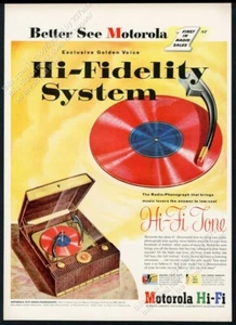 Motorola Hi Fi 1953 radio fonógrafo foto anuncio impreso vintage - Imagen 1 de 7