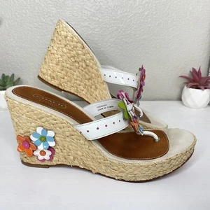 Coach Espadrilles Jesica Floral Wedge Thong Sandals Size 10 - Picture 1 of 9