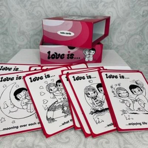 Rare 2004 Love Is Cartoon Set 13 Note Cards with Envelopes Slipcase with Drawer - Picture 1 of 8