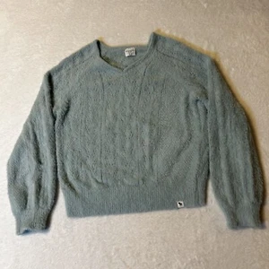 Abercrombie Kids Girls Sweater Size 13/14 Green Soft Fuzzy Long Sleeve Pullover - Picture 1 of 7