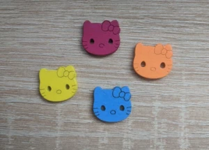 Set of 8 Cat Girl head buttons/ Wooden buttons/ Kitty buttons/ Child buttons - Picture 1 of 7