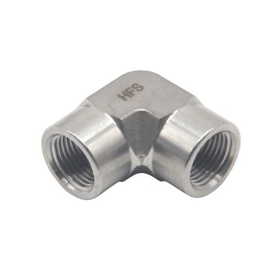 HFS(R) 3/8" NPT hembra 90 grados codo acero inoxidable 304 montaje de tubería forjado Foto 1 de 4