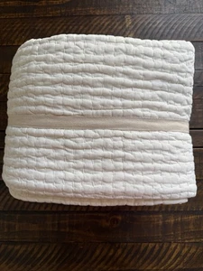Pottery Barn Pick-Stitch Handcraft Cotton Linen Quilt Twin/XL Classic Ivory New - Picture 1 of 3