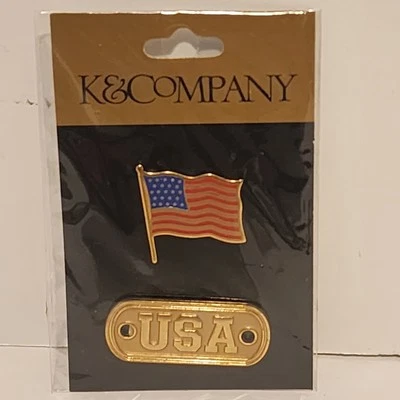 K& Company Metal American Flag and USA Die Cast medals Scrapbook Embellishments - Image 1 of 3