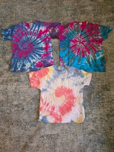 Vintage Lot x3 Tie Dye Eye Dye T Shirt XL Pink Purple Blue 90s Made in USA - Picture 1 of 11