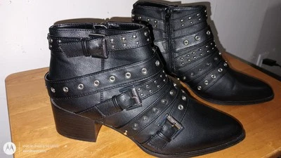 Fergalicious Isolation Heeled Ankle Boots Womens 7.5 Black Studded Cosplay Goth - Image 1 of 4