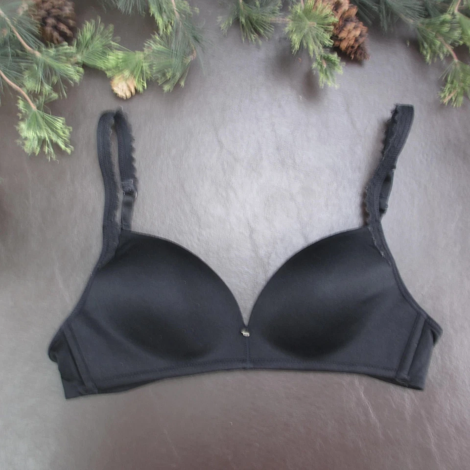 Warner's Bra Mujer 36A Negro Rosa Estilo 01091 Acolchado Inalámbrico Camiseta Foto 1 de 4