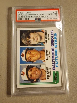 1982 Topps Cal Ripken Jr Bonner Schneider #21 novato PSA 8 NMMT Orioles  Foto 1 de 2