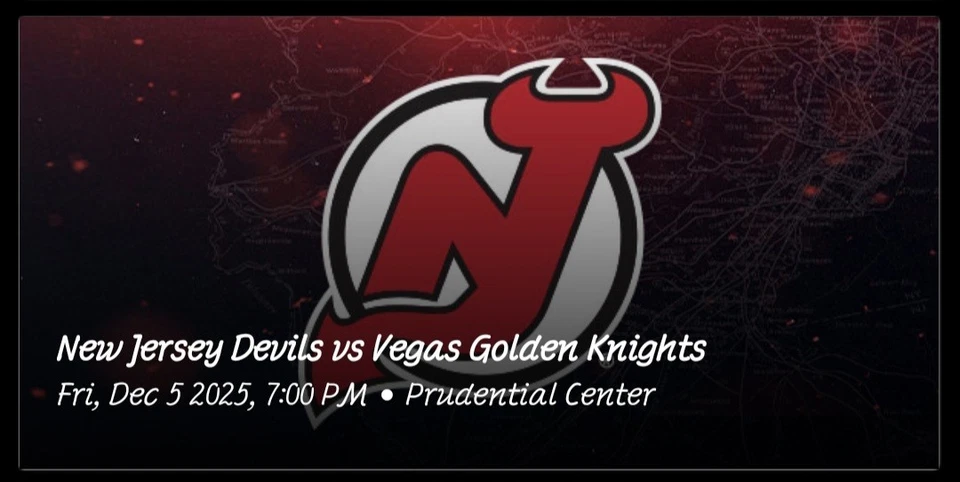 2 NJ Devils Vs Vegas Golden Knights Tickets  12/5/25 Sec 132 Row 1 - Image 1 of 1