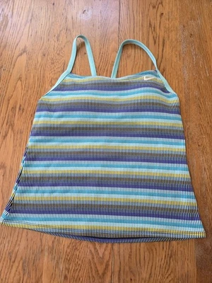 Camiseta sin mangas Nike verde menta a rayas con sujetador incorporado. Talla M Foto 1 de 4