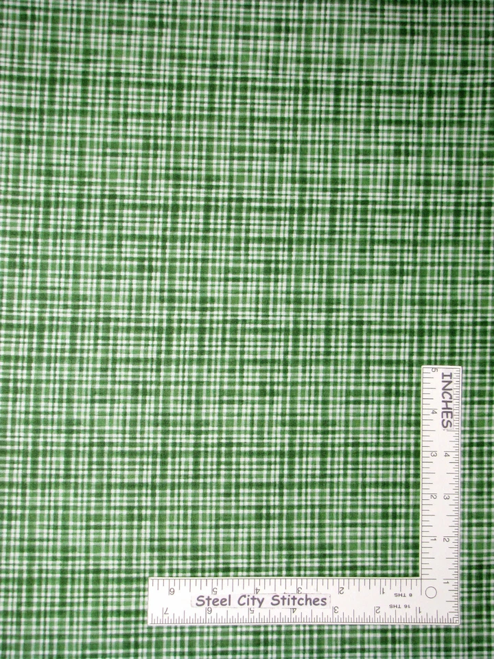 Tela de algodón a cuadros verde blanco de vacaciones de Navidad de dos pisos Northcott por yarda Foto 1 de 1