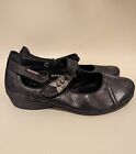 Mephisto Mobils Black/Metallic Leather and Suede Mary Jane Flats Size 8