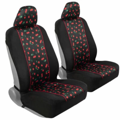 Sideless Car Seat Covers Set Cherry 4 PC Front Interior w/Headrest Covers Truck - Image 1 of 4