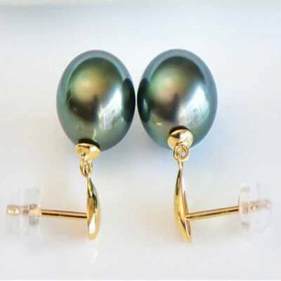 Destacados Pendientes de Perlas con Cáscara Azul Pavo Real 16MM Hechos a Mano Cristal Plata 18K Foto 1 de 4