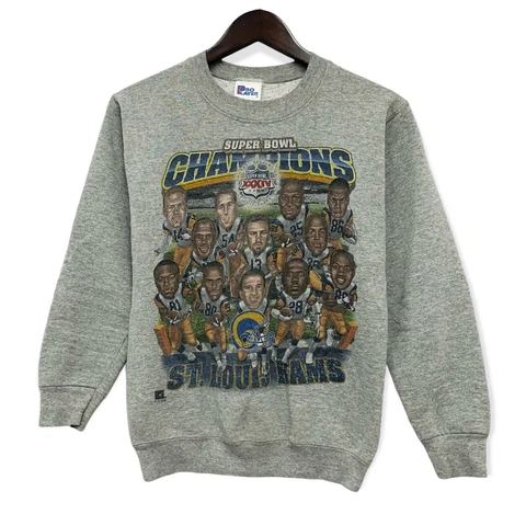 Vtg St. Louis Rams NFL 2000 Super Bowl XXXIV Champions Sweatshirt Kid's Sz 14/16 Cover