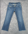 Miss Me Jeans Women 28 Blue Straight Distressed Frayed Hem Low Rise Flap Pocket